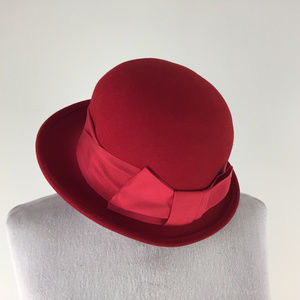 Red LiteFelt 100% Wool hat Marry Poppins Crushable